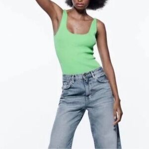 Zara ribbed green bodysuit